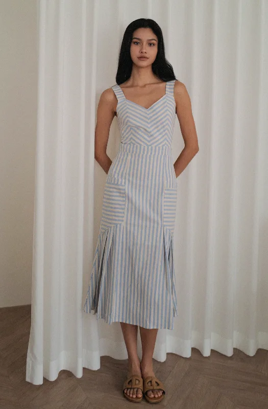 On the rhine stripes midi dress